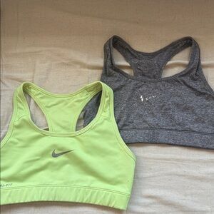 Nike Lime Green & Heather Gray Racerback Sports Bra Duo